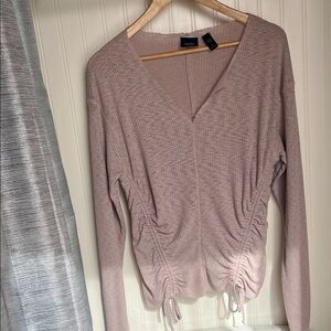Daytrip Blush Ruched V-Neck Long Sleeve Top